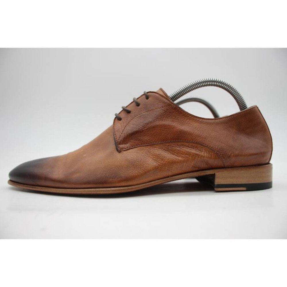 Ace Marks Plain Toe Men's 10 D Dress Shoes Brown Leather Handcrafted In Italy - Picture 4 of 12